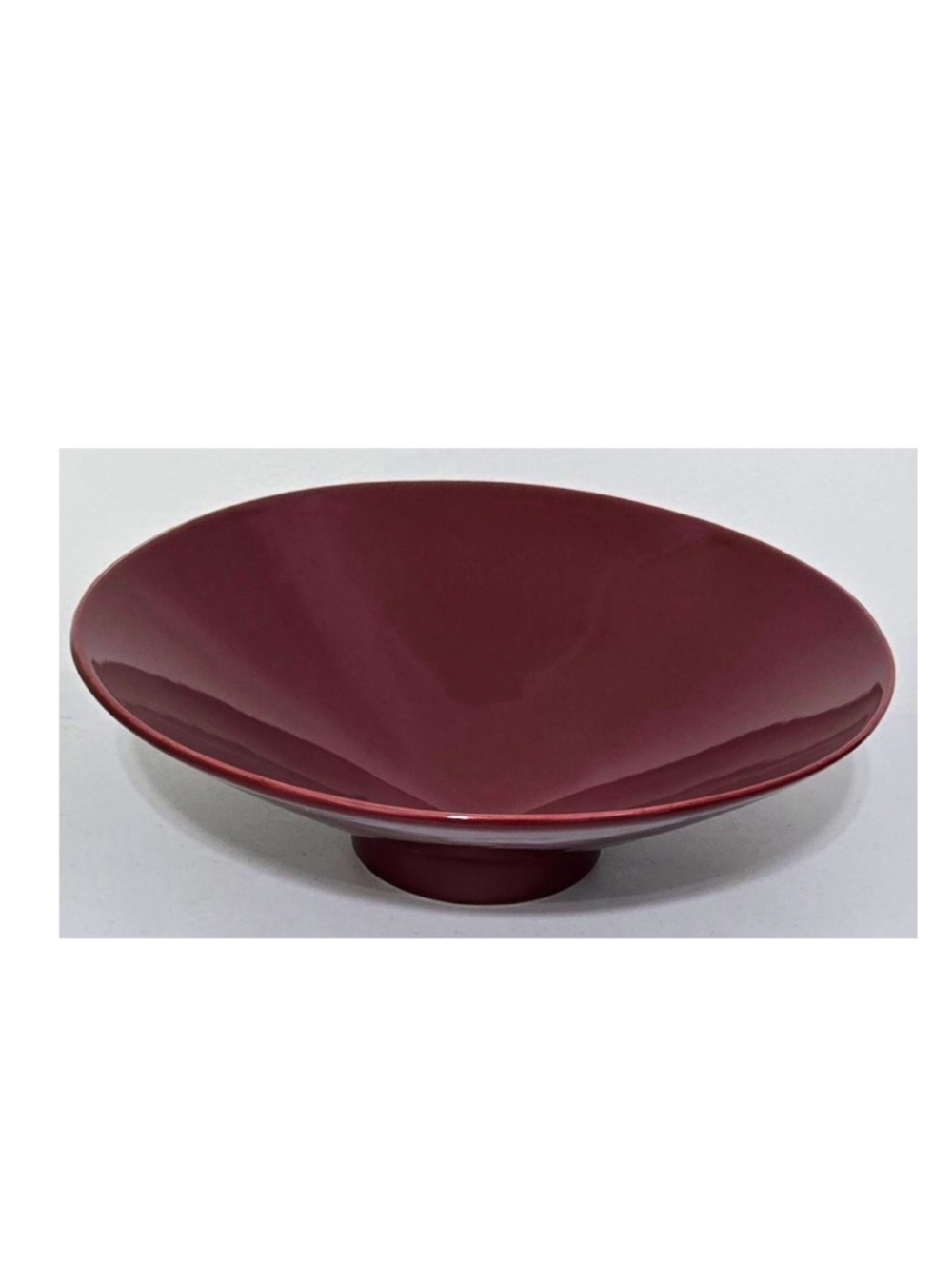 Rare Vintage 90s Haeger Red Bowl Large 14” Round Decorative Pedestal Pottery MCM